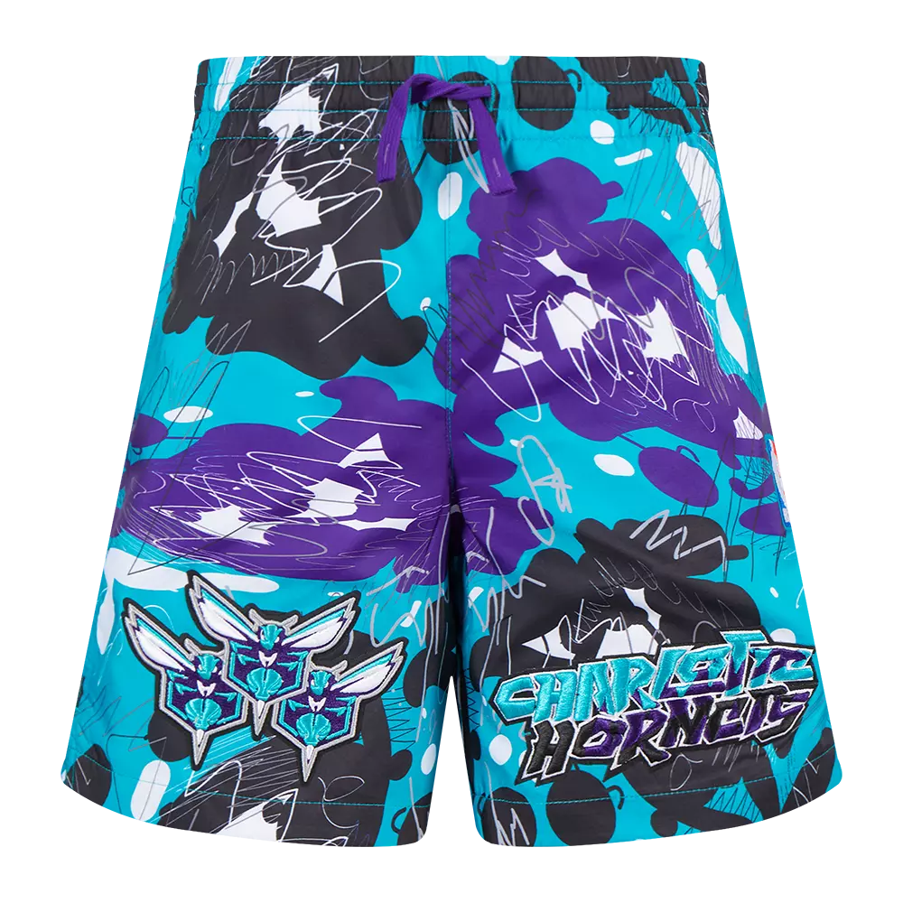Pro Standard Hornets Youth Woven Shorts Grape/Aqua | Hibbett
